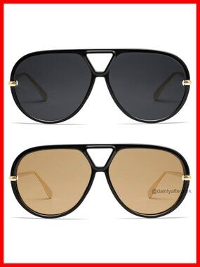 Oversized Polarized Round Aviator Sunglasses UV400 Shield Full Frame
